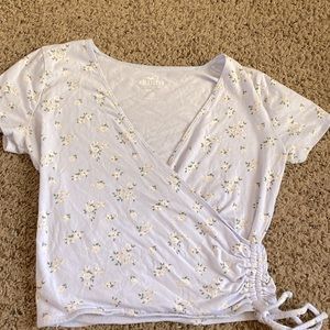 Hollister Light blue wrap up with cinched tie at right corner